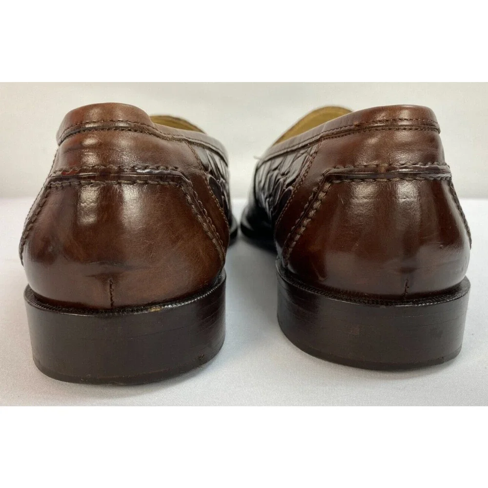 Johnston & Murphy Men’s Brown Crocodile Horsebit Loafers Size 8M